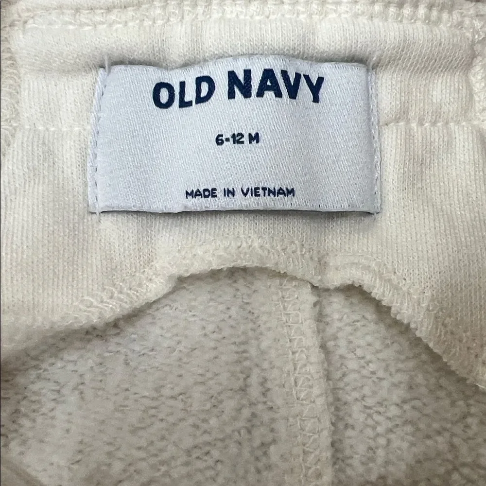 Old Navy ivory French Terry jumpsuit with waffle ivory and tan waffle bodysuit